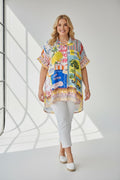 EFPSLB1 Plus Size Printed Linen Blouse