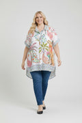 EFPSLB4 Plus Size Printed Linen Blouse