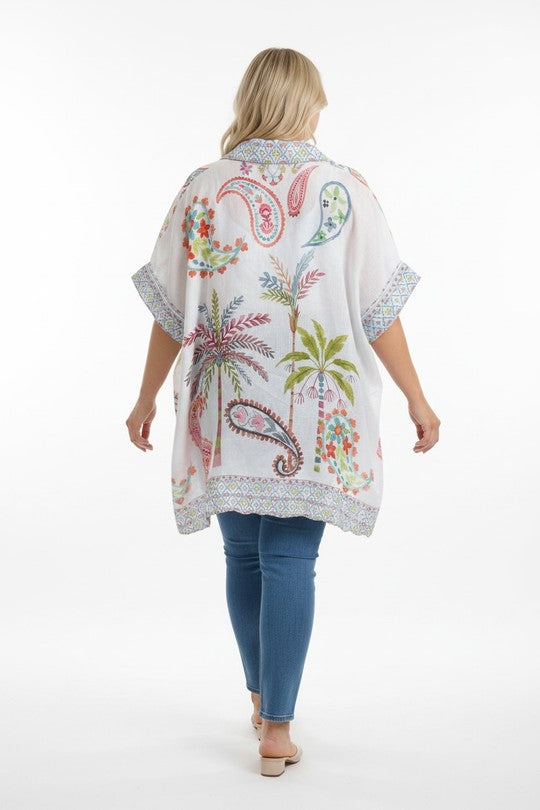 EFPSLB4 Plus Size Printed Linen Blouse