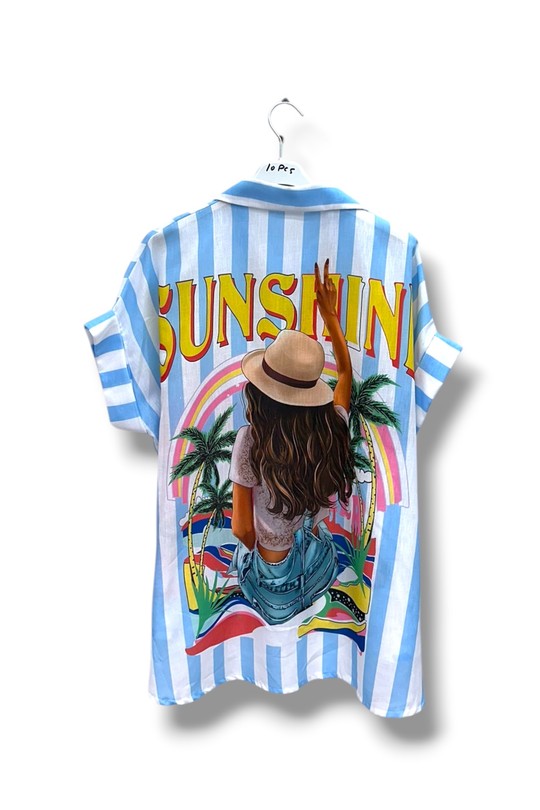 EFPSLB5 Plus Size Printed Linen Blouse