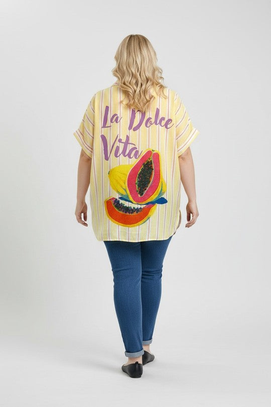 EFPSLB9 Plus Size Printed Linen Blouse