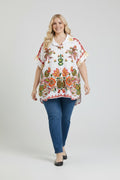 EFPSLB10 Plus Size Printed Linen Blouse