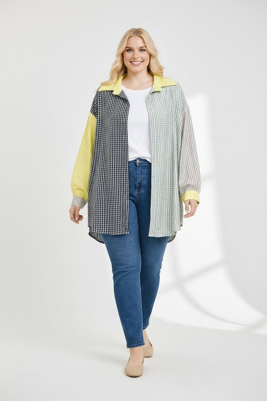 EFPSVBYL Plus Size Viscose Blouse Yellow