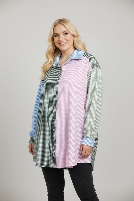 EFPSVBSB Plus Size Viscose Blouse Sky Blue