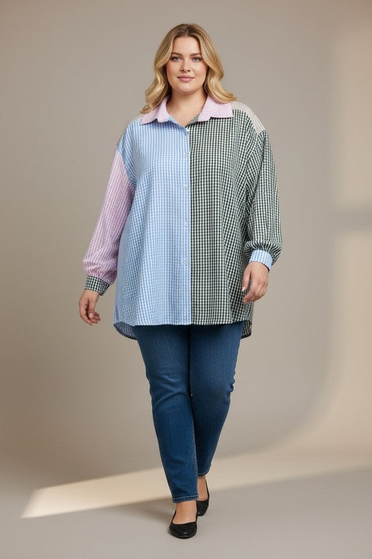 EFPSVBPK Plus Size Viscose Blouse Pink