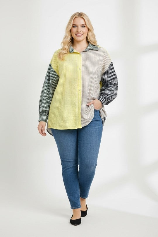 EFPSVBKH Plus Size Viscose Blouse Khaki