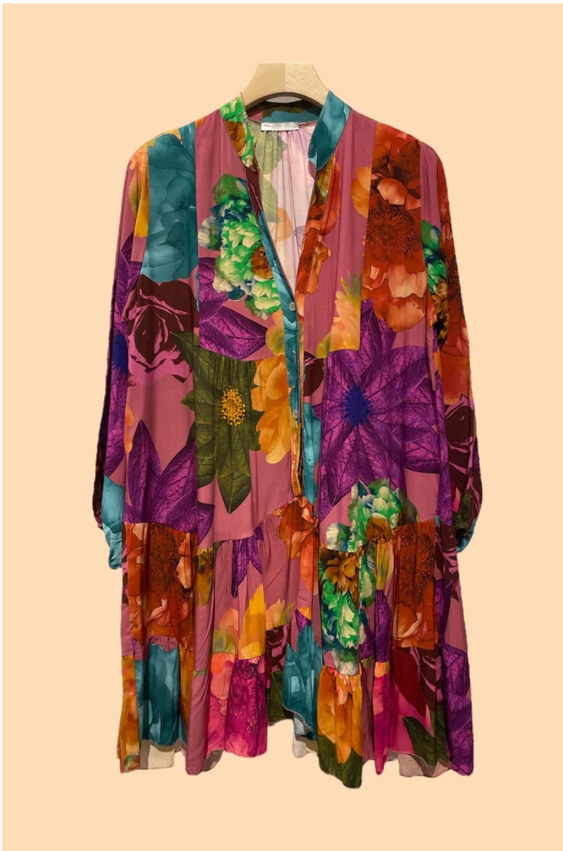 NBDP One Size Italian Purple Sunset Bloom Viscose Dress