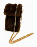 JA431 Brown Faux Fur Chain Phone Bag