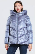 327 Blue Warm Polyester Fun Puffer Jacket Hood LOOWIE