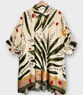 OF08O Italian Olive Oversized Button Shirt 3/4 Sleeves LOOWE