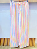 IV2522613BL Gauze Cotton Striped Pants Blue