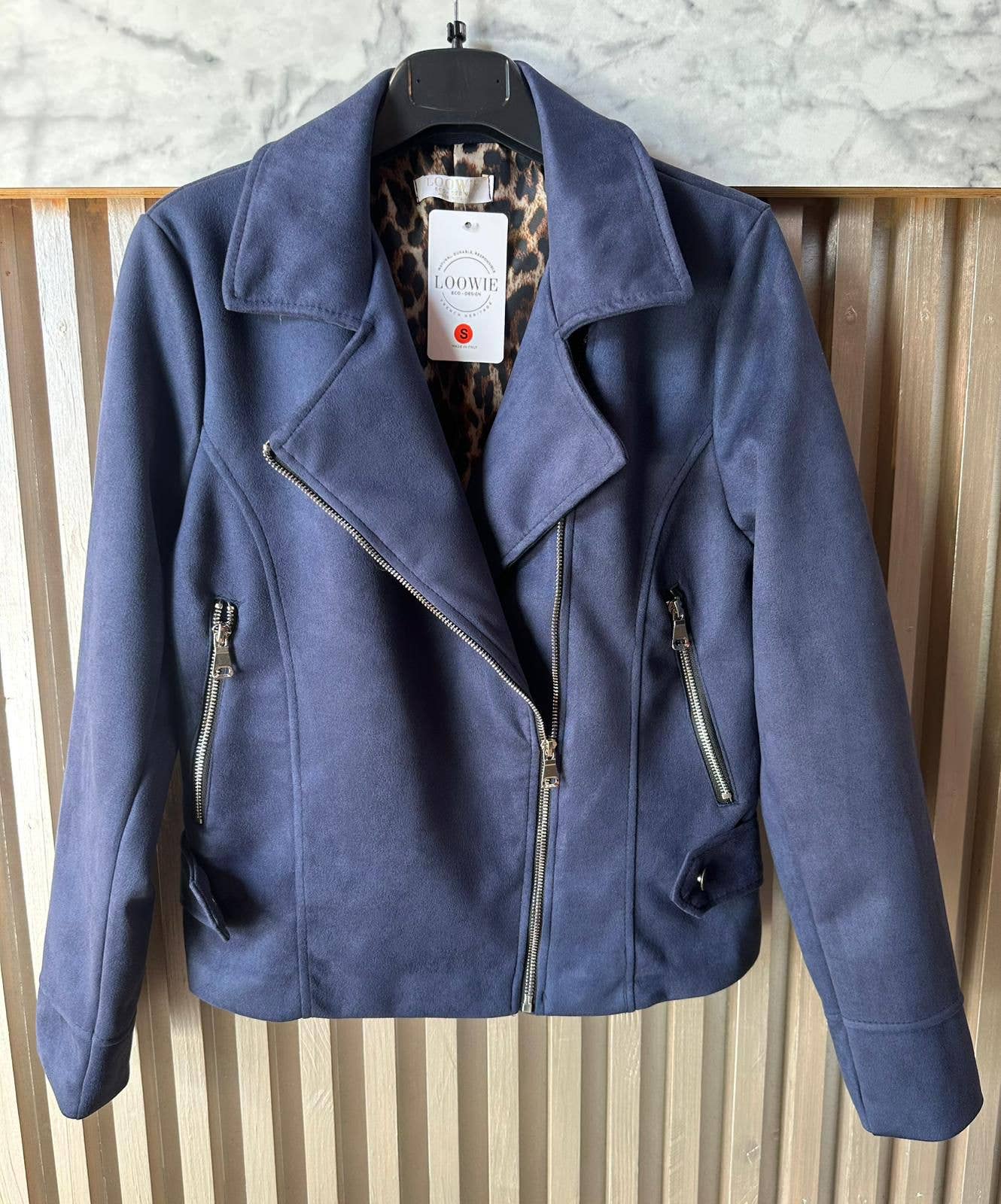 VINA Navy 2 Jacket Pack Italian Vegan Perfecto Fall Suede