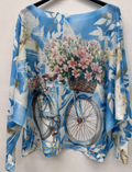 LVB Blue Bicycle Floral Knit Printed Sweater LOOWIE