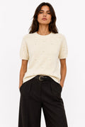 LUBDS4 White Beaded Diamond Sweater