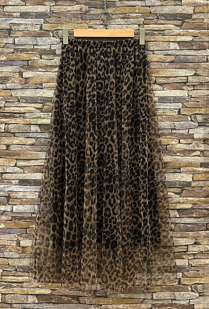 ELAR25 Black Leopard Print Skirt