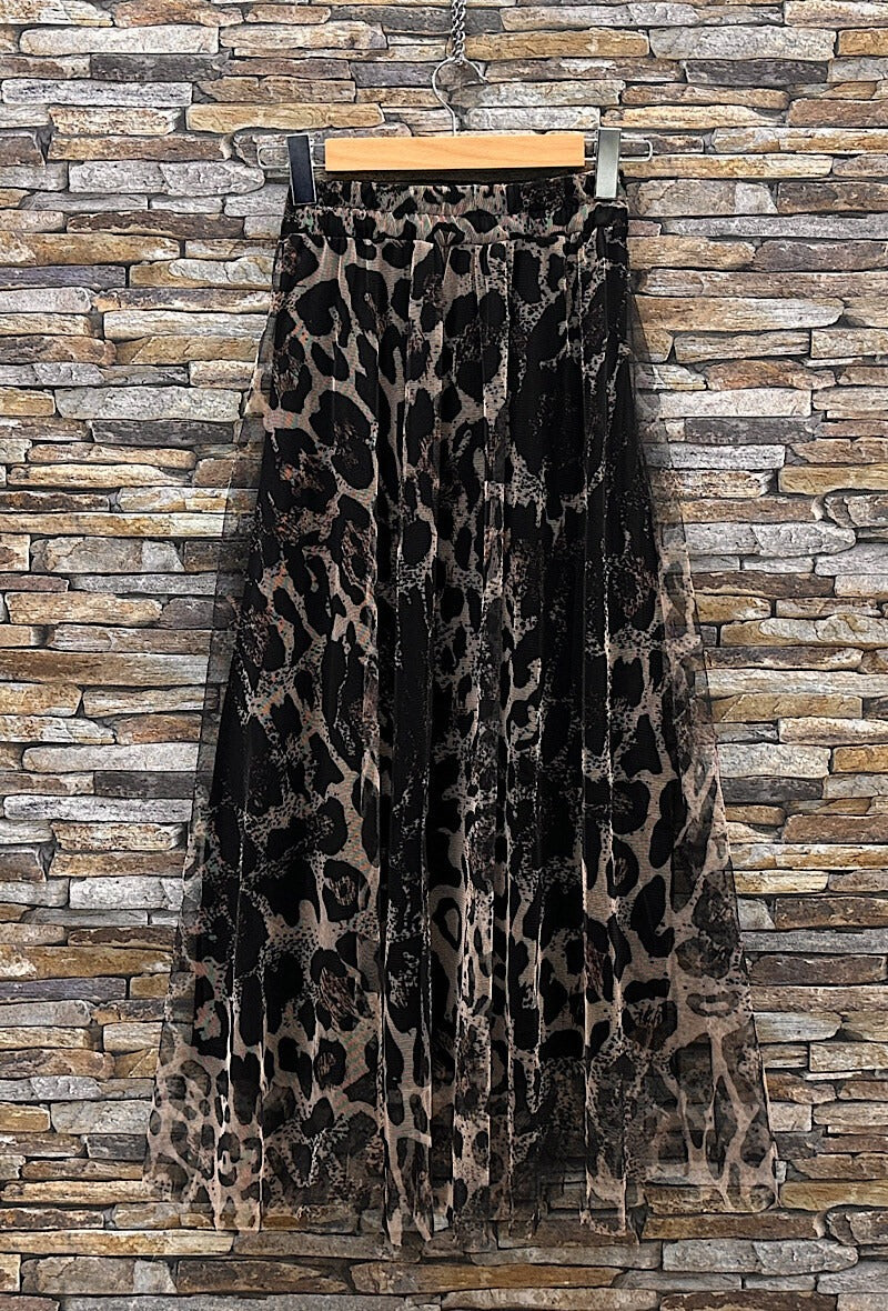 ELAR23 Black Leopard Print Skirt