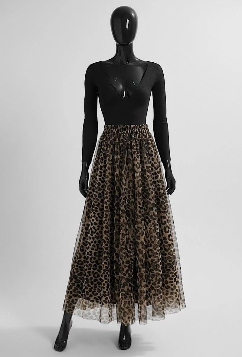 ELAR24 Black Leopard Print Skirt