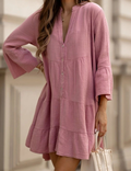 SW169 Dusty Pink Cotton Italian Short Dress 3/4 Sleeves