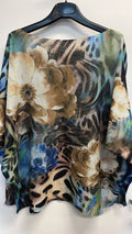 VIANF Blue Floral Round Knit Printed Sweater  LOOWIE