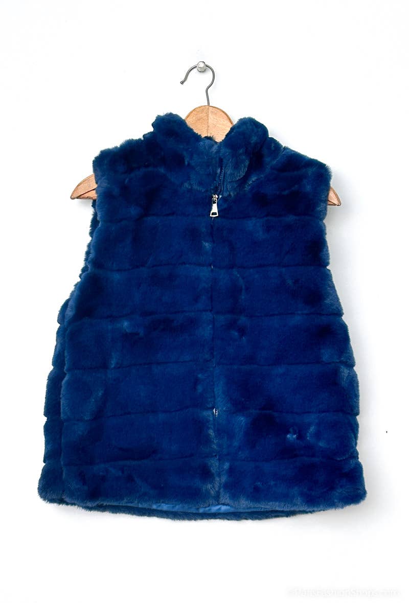 124 Navy Blue  Faux Fur Vest SIZE S/M LOOWIE