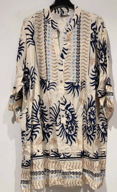 SVOR4 Navy One Size Italian Floral Short Printed Dress