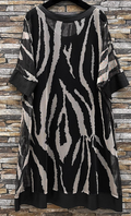 E724Z Zebra Print Dress with Vegan Leather Trim One Size
