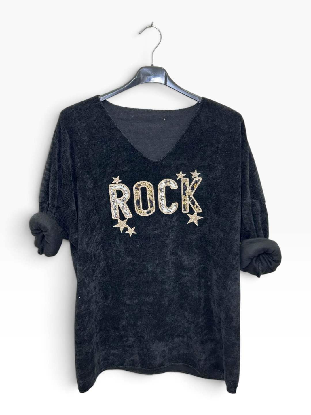 VM110 Black Sequin Rock Sweater