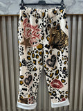VISWWCL Italian Cream Leopard Love Graphic Sweatpants LOOWIE