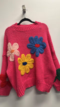 OF3 Colorful Pink Floral Knitted Sweater LOOWIE