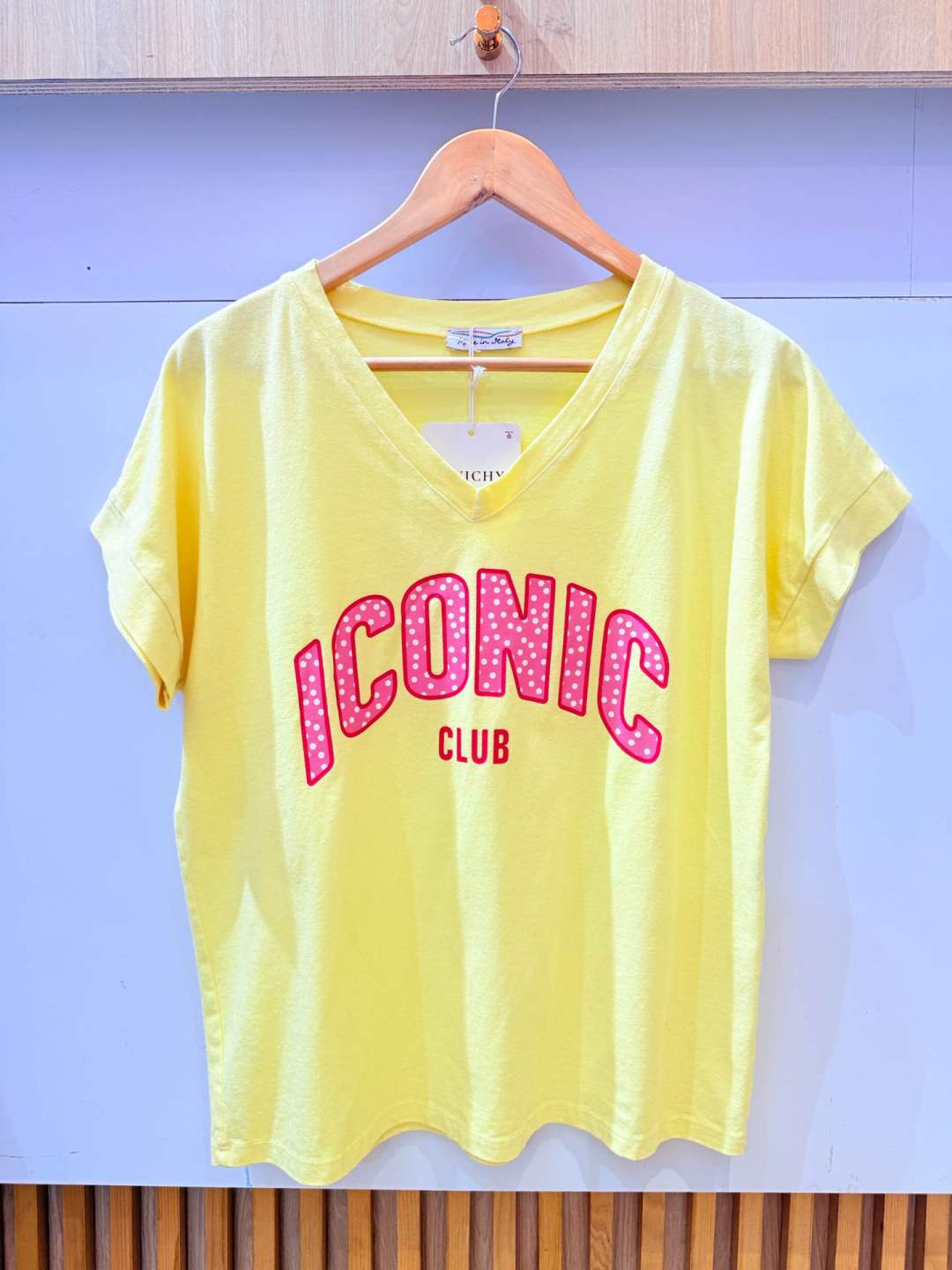 IV0085YL Cotton Iconic V-Neck T-Shirt Plus Size Yellow