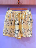IV25262125YL Gauze Cotton Bandana Shorts Plus Size Yellow