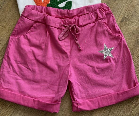 Z102 Summer Barbie Pink Italian S/M Shiny Star Shorts