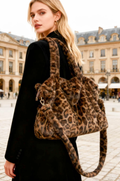 MCLPSBCH Faux Fur Chocolate  Leopard Print Shoulder Bag