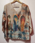 POFE Italian Cozy Cream Feathers Sweater One Size LOOWIE