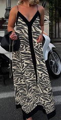 D45 Italian Zebra V-Neck Line Sleeveless One Size Dress