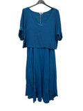 VC2PCSPET Cotton Two-Piece Midi Dress Set Petrol Blue