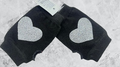 EUHE Black Fun Fingerless Gloves w/ Hearts LOOWIE