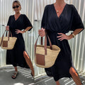 SW258 Black Italian Wrap Maxi Summer Dress LOOWIE