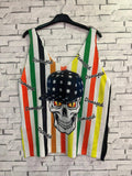 Dead Skull  V-Neck Knit Printed Sleeveless Sweater LOOWIE