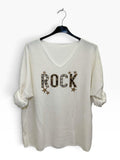 VM101 White Sequin Rock Sweater