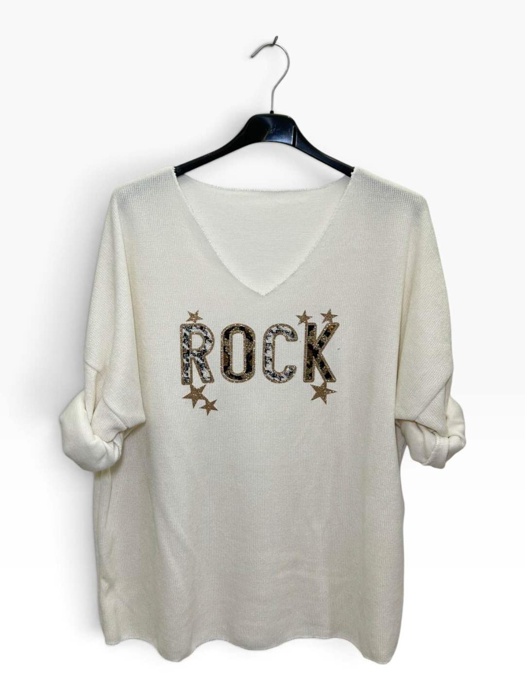 VM101 White Sequin Rock Sweater