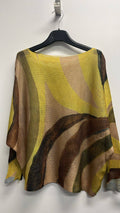 VIWAM Mustard Wavy Round Neck Knit Printed Sweater
