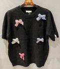 MC67 Black Knitted Sweater with Decorative Bows LOOWIE
