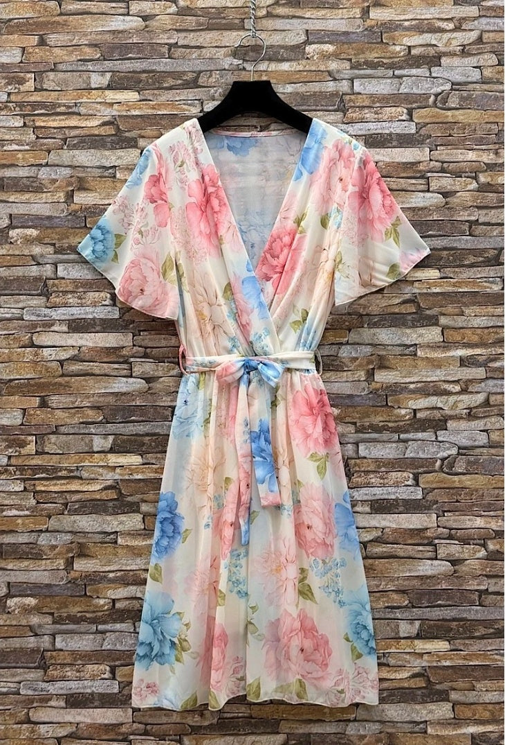 ESWMDRGF Italian OS Wrap Mini Dress Romantic Garden Floral