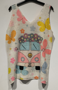 POD15 Pink Van Knit Printed Sleeveless Sweater