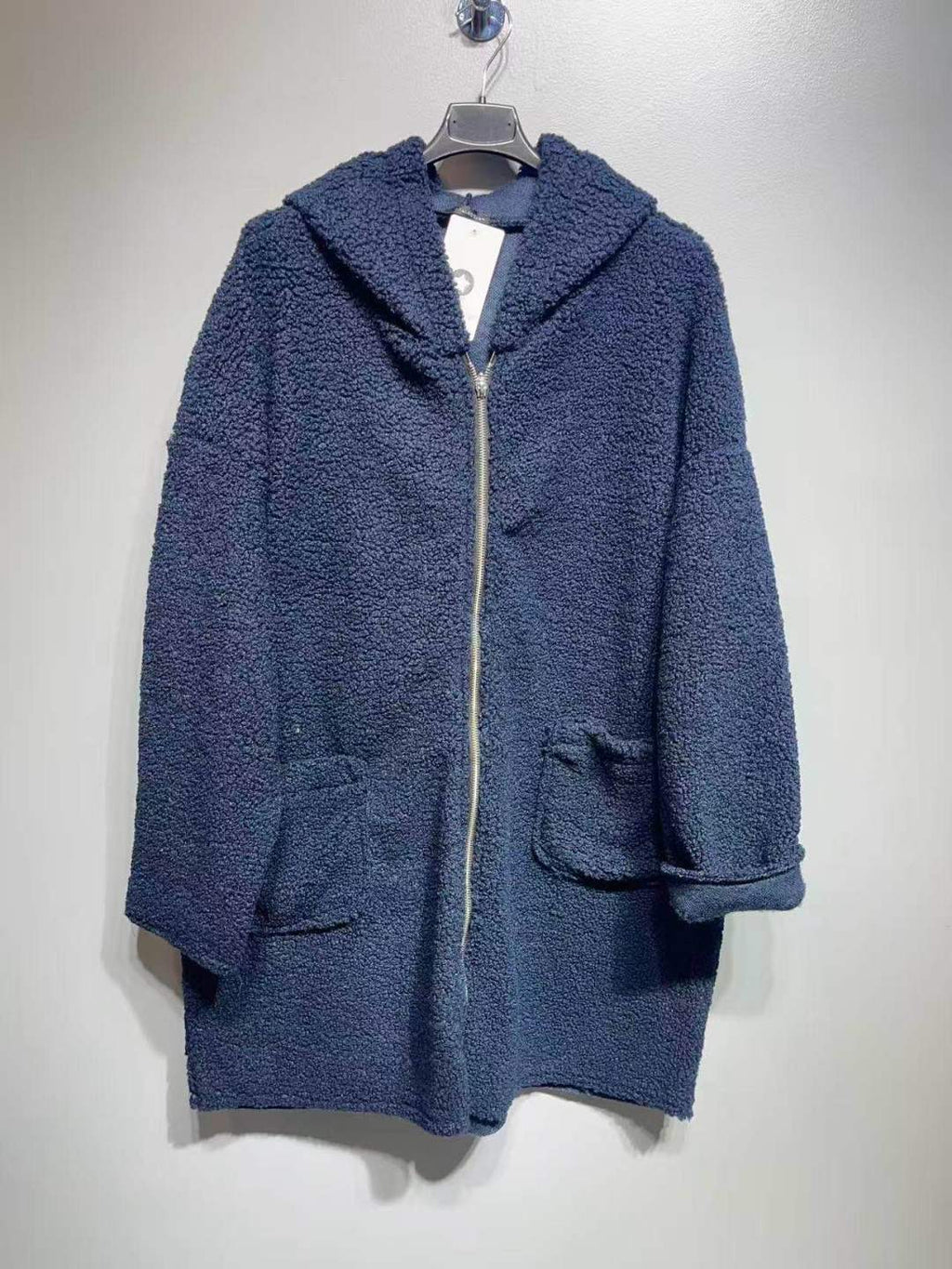 CO54 Navy Hooded Teddy Coat