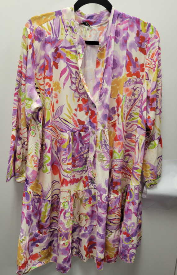 980213 Mauve One Size Italian Tropical Short Printed Dress