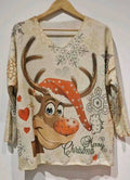 POWDC Italian Cozy Cream Deer Sweater One Size LOOWIE
