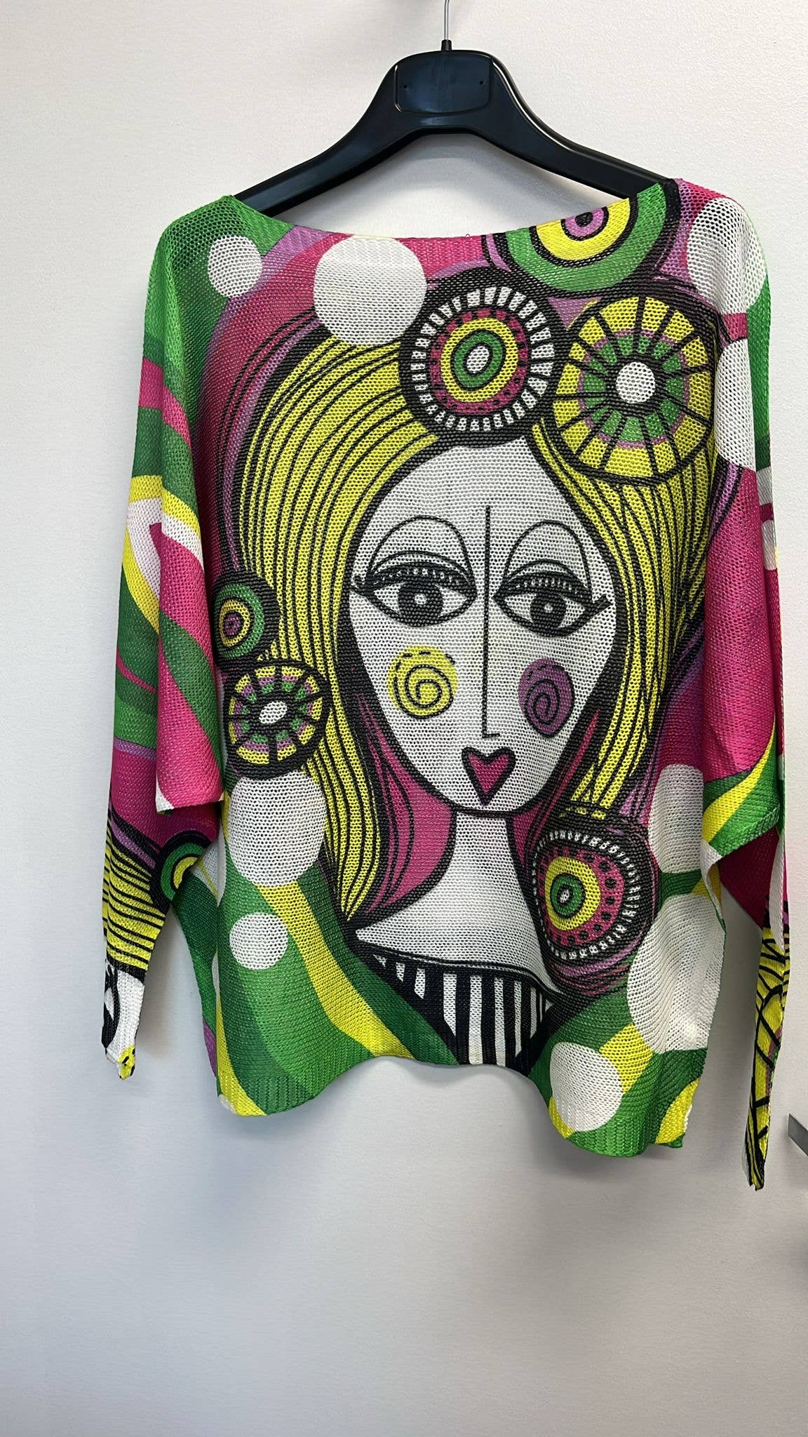 VIPICP Pink "PICASSO"  Round Neck Knit Printed Sweater