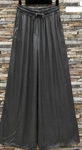 ELPGM Italian Gun Metal Wide Legs Satin Feel Pants LOOWIE